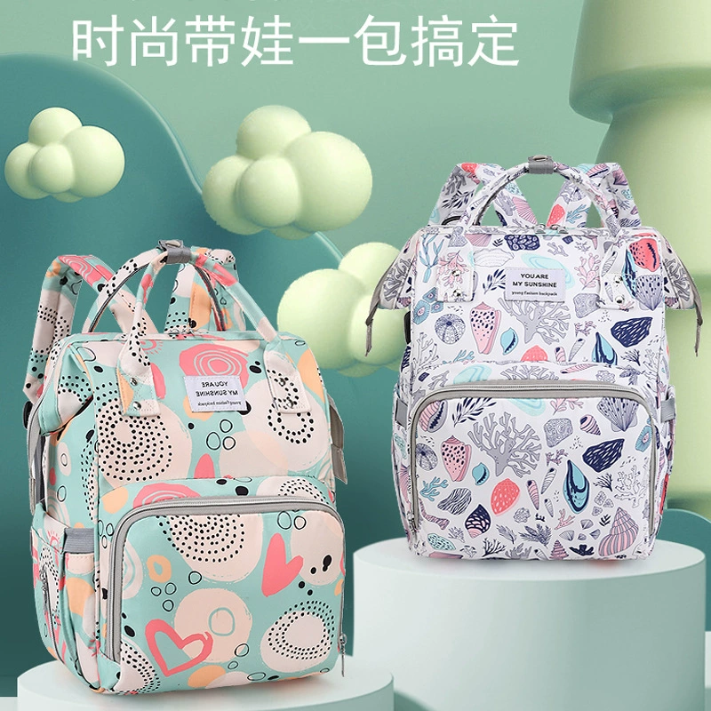 Сумка для мамы через плечо с модным принтом, японская и Корейская свежая Детская сумка для хранения на прогулке, Влажная и сухая разделительная сумка для матери и младенца
