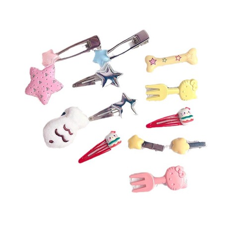 15 Cute Cartoon Girl Student Hair Accessories, Cat Ear Clips, Star Sweet Hairpins