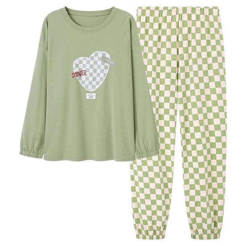 여성용 가을과 겨울 코튼 파자마, 봄과 가을 새로운 긴팔 바지 풀오버, 가을 대형 사이즈 느슨한 고급 홈 의류 정장