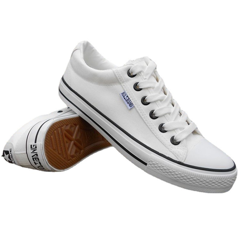 Weiße Herren Canvas Sneaker Low Cut Freizeitschuhe Für Jugendliche_voghion.com