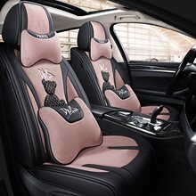 汽车坐垫座垫四季通用全包围车座套四季布艺网红女卡通座椅套