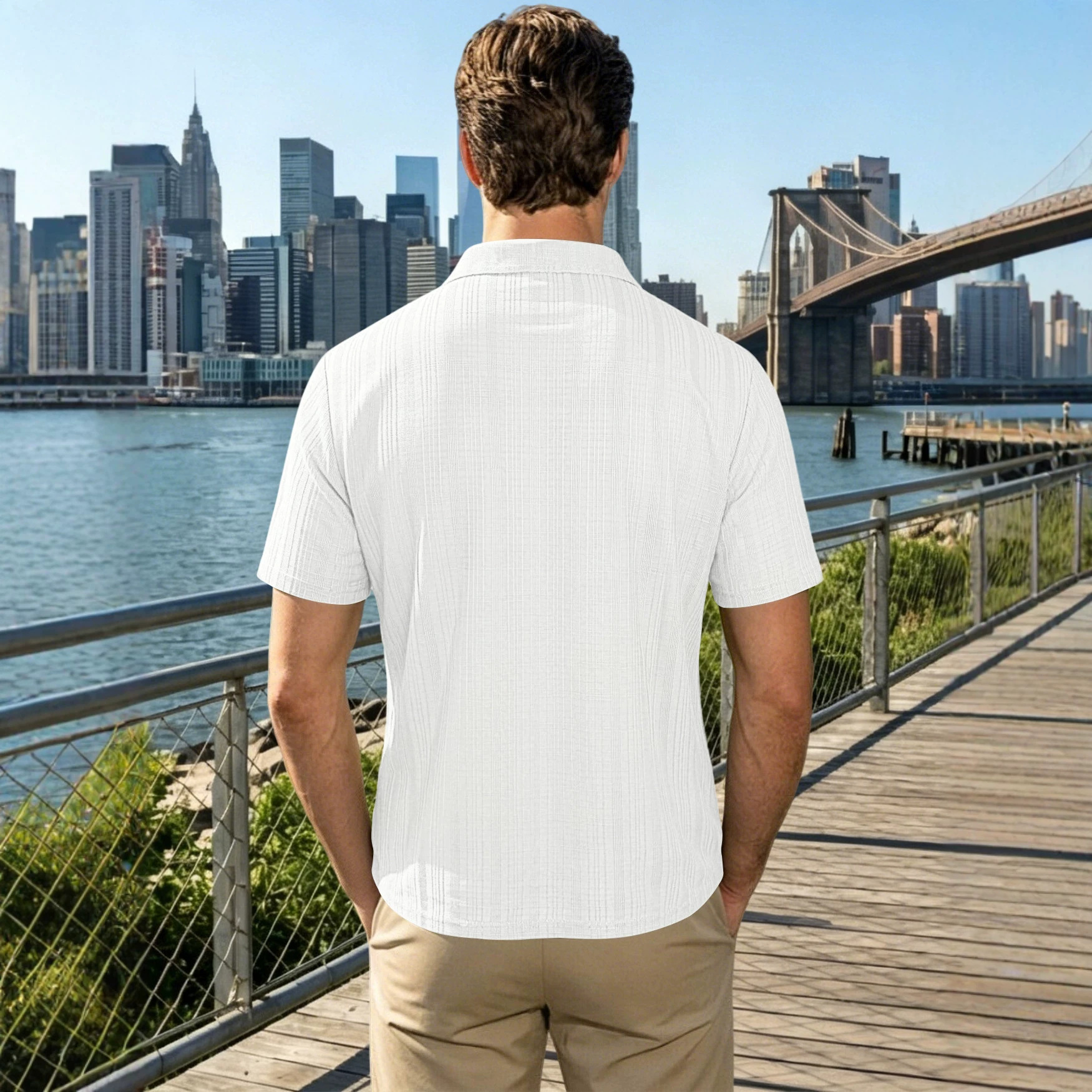Transfronterizos europeos y estadounidenses de verano delgados de color sólido cuello pequeño cuadrado de manga corta transpirable tamaño grande suelto polo casual