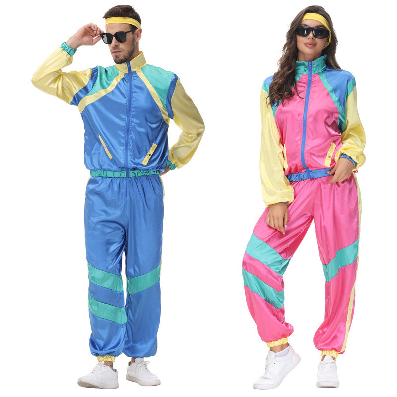 Halloween Carnival Cosplay Hip-Hop Male and Female Couple Performance Clothing Retro Disco Disco Dance Sportswear