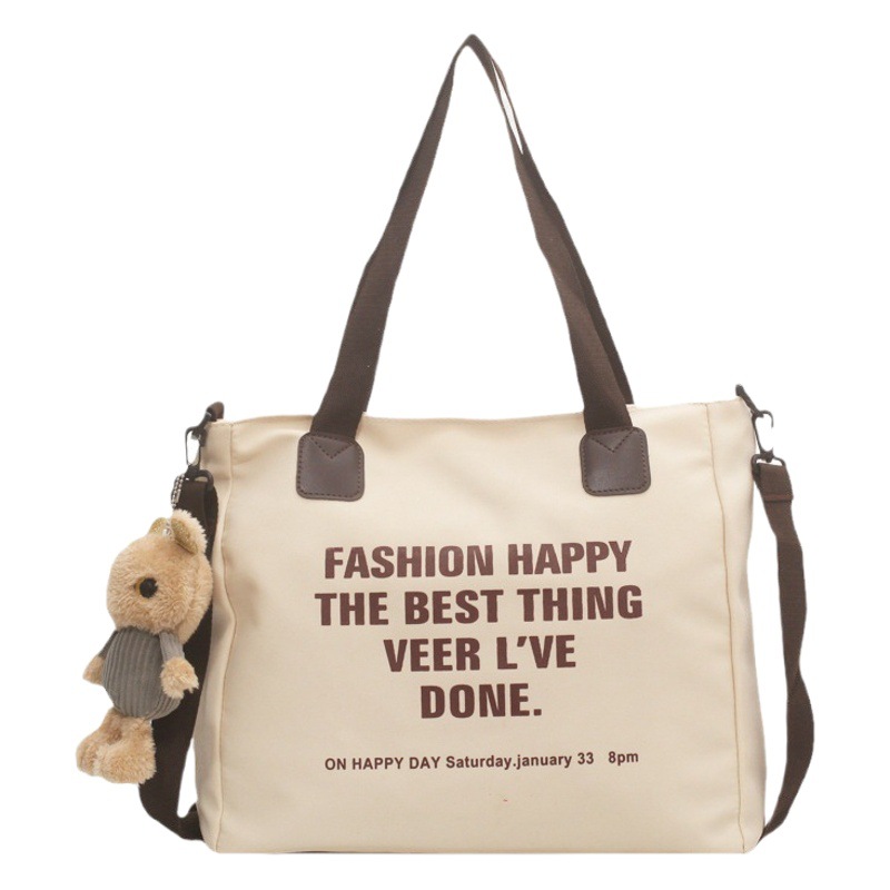 Canvas Bag Female College Student Class Bag Tote 2023 New Large Capacity Shoulder Bag Handbag Crossbody Bag Niche