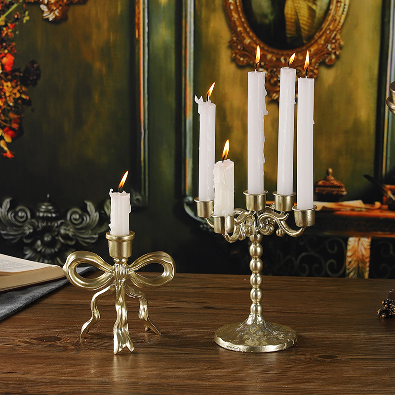 轻奢简约金属烛台立式烛架烛光晚餐浪漫道具家用蜡烛架香薰烛台