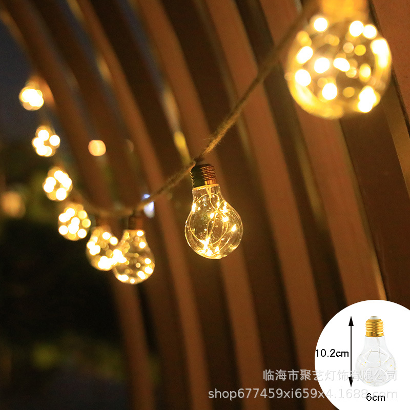 Camping al aire libre cadena de lámpara impermeable cable de cânhamo lámpara LED de lámpara