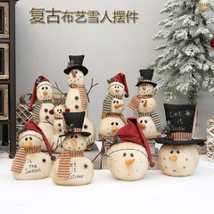 2025复古麻布机绣图案圣诞节雪人公仔玩偶可爱MerryChristmas摆件
