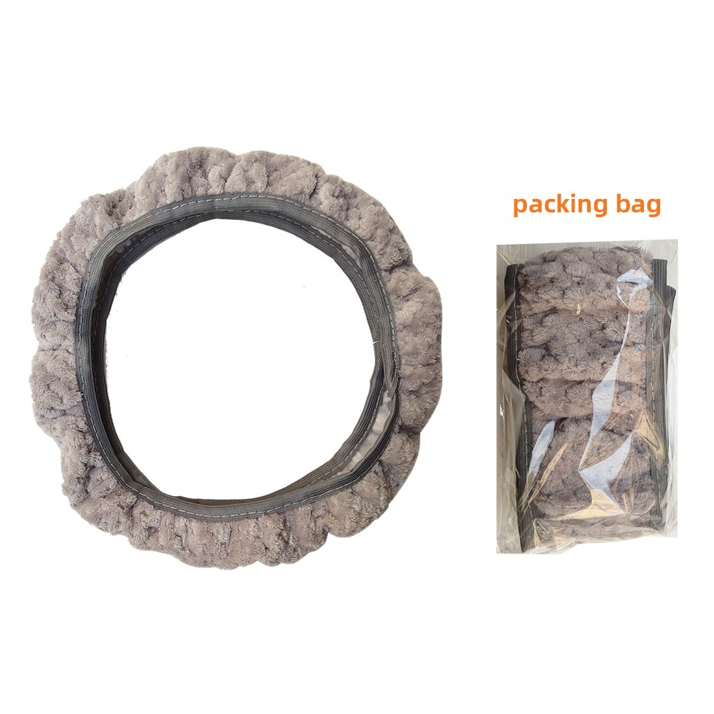 Cubierta del volante del coche de felpa corta invierno pequeño terciopelo sin anillo interior banda elástica cubierta de la manija transfronteriza AliExpress Amazon