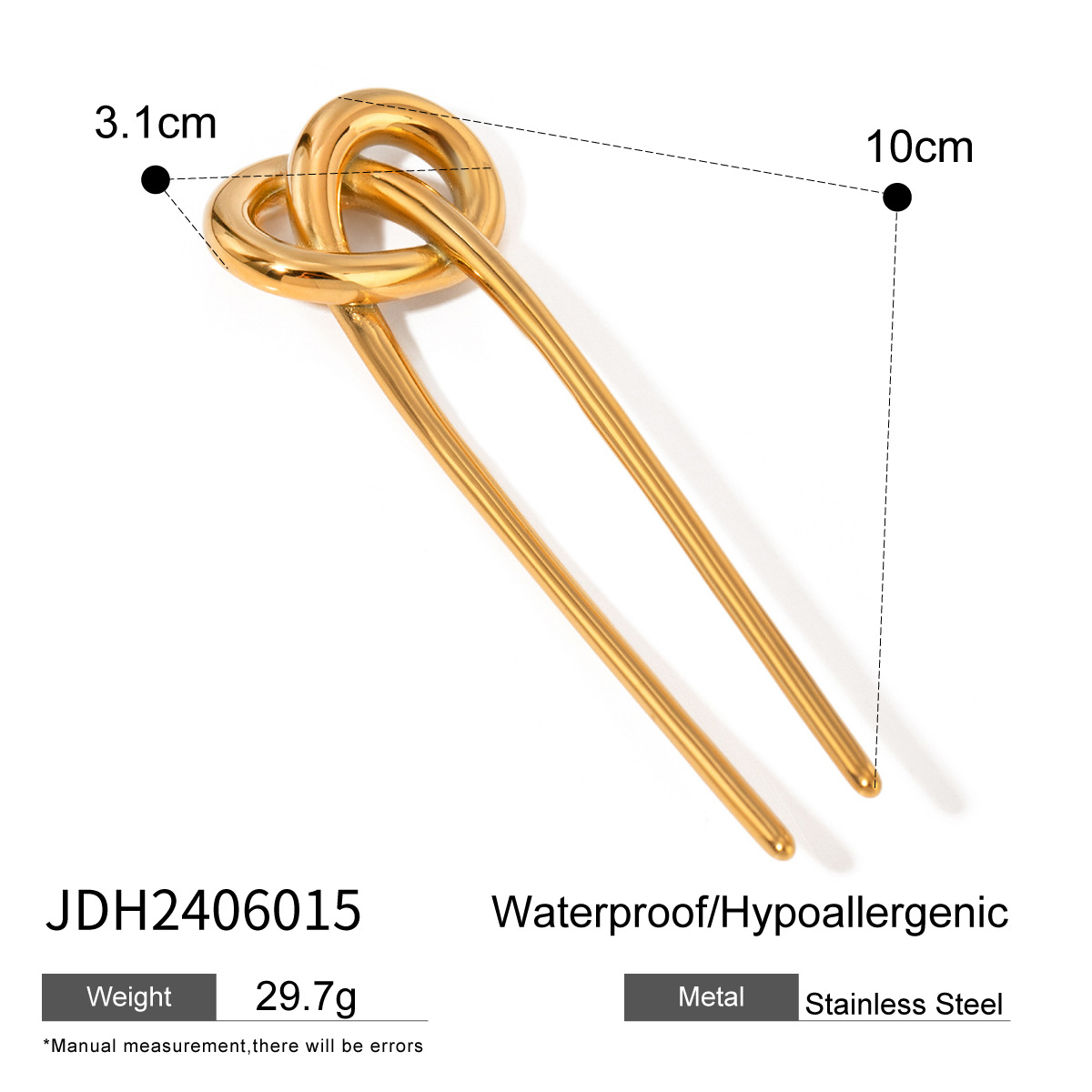 Europa y los Estados Unidos transfronterizos cabello universal simple temperamento de cabello de acero inoxidable oro 18k joyería cabello largo en forma de U