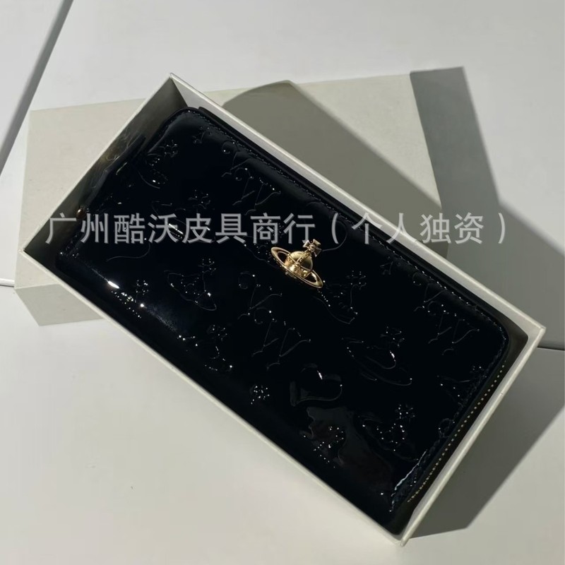 ウェストクイーンウォレット ロングウォレット 小銭入れ 土星 パテントレザー エンボス牛革財布 マルチカードスロット|undefined