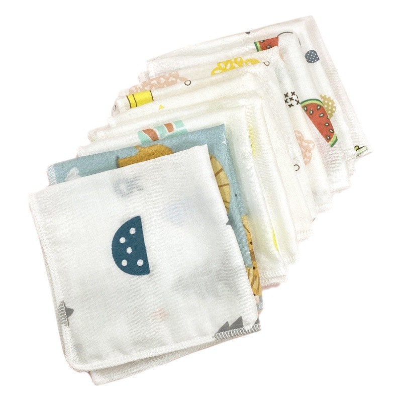25*25 Double-Layer Gauze High-Density Printed Cotton Gauze Small Handkerchief Nursing Towel Baby Gauze Square Towel Baby Drool Towel