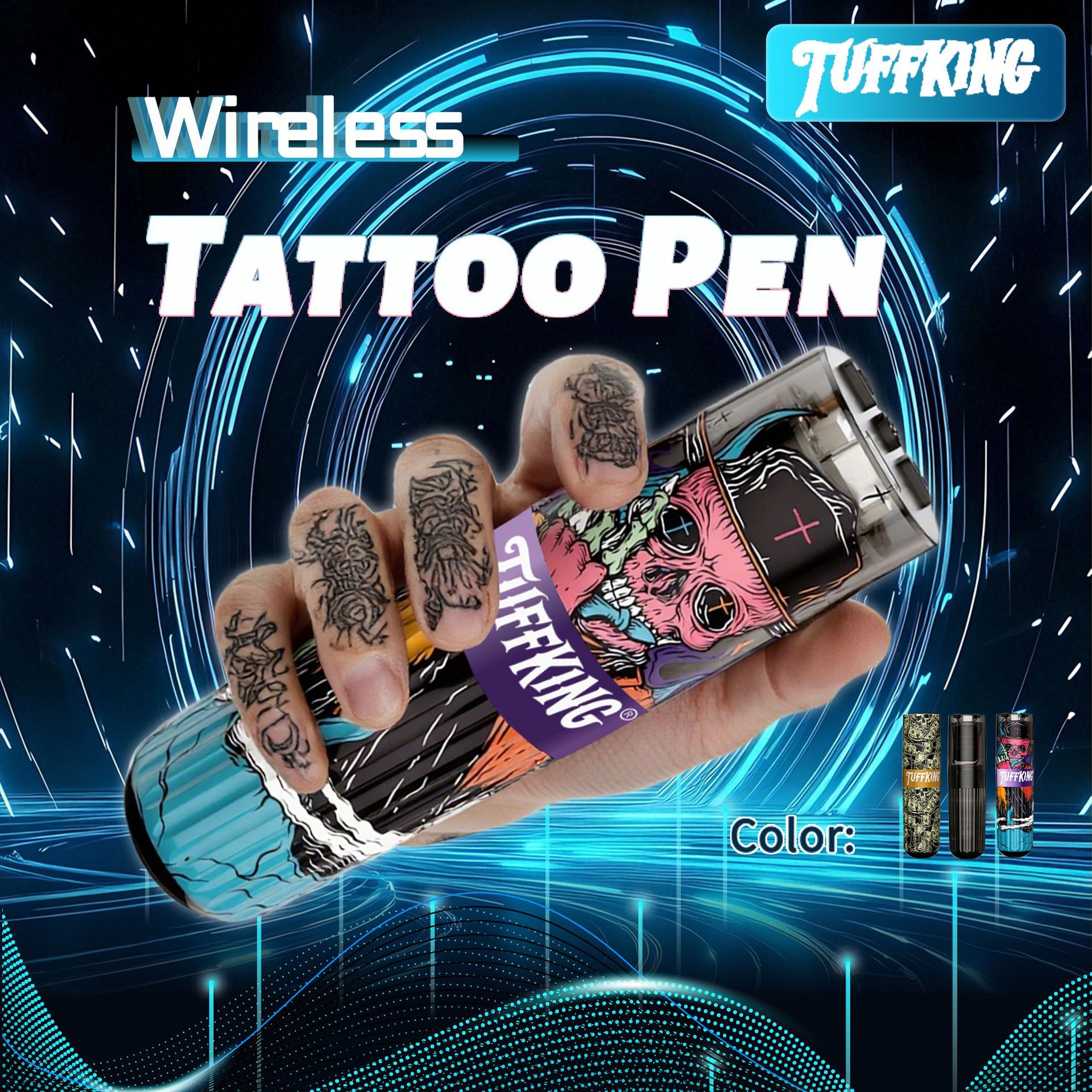 Tuffking Deluxe Set de tatuajes con pluma de batería inalámbrica Set completo de cortes de alambre de niebla de aguja