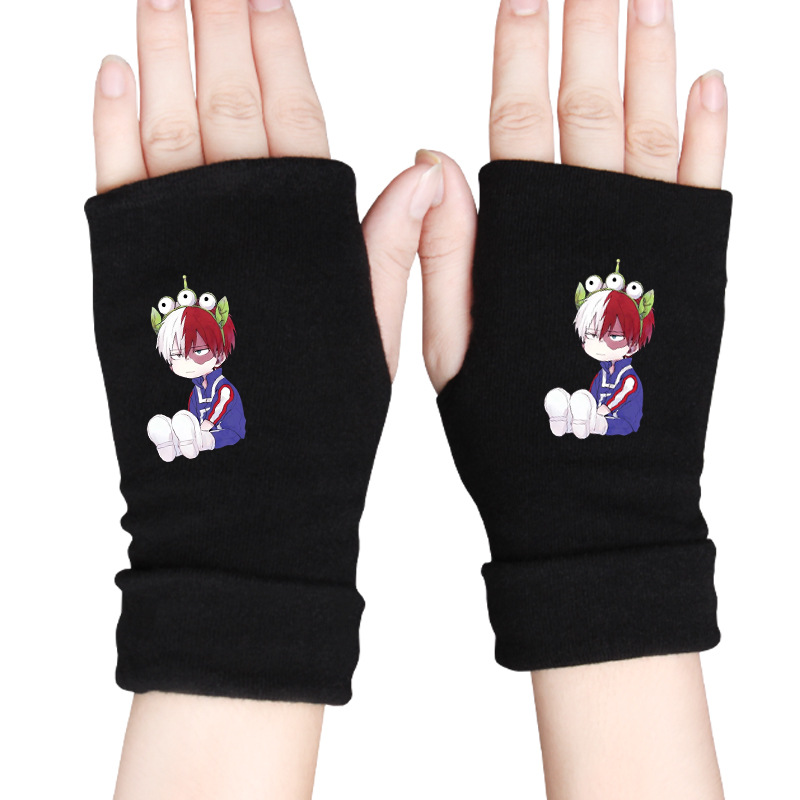 My Hero College Gloves Frozen Two-dimensional Animation Surrounding Men's and Women's Typing Games Warm Half-finger Gloves