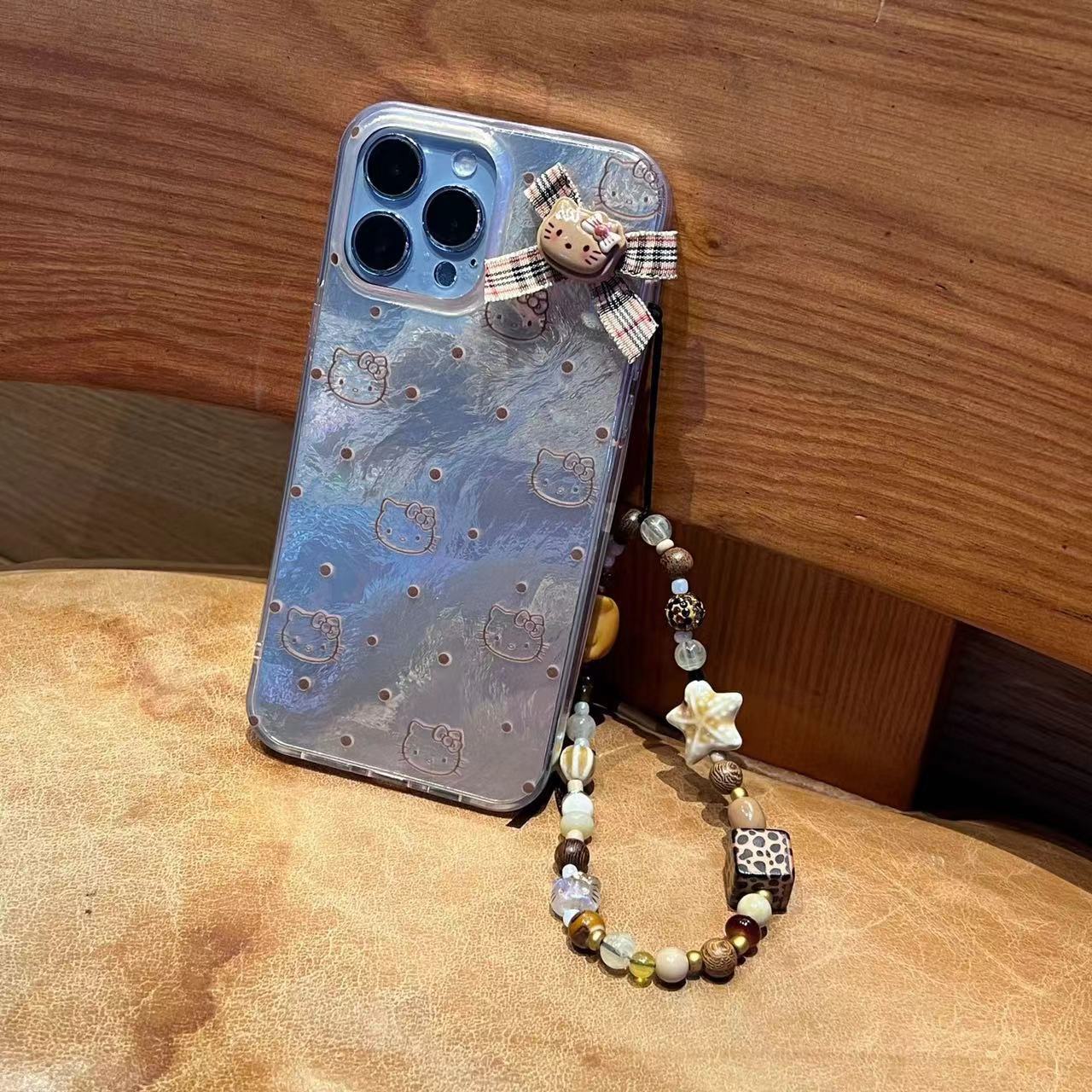 Ins brown brown lunares kt para iPhone14 funda para teléfono móvil 15ProMax Apple 12/13 cadena 15 mujer