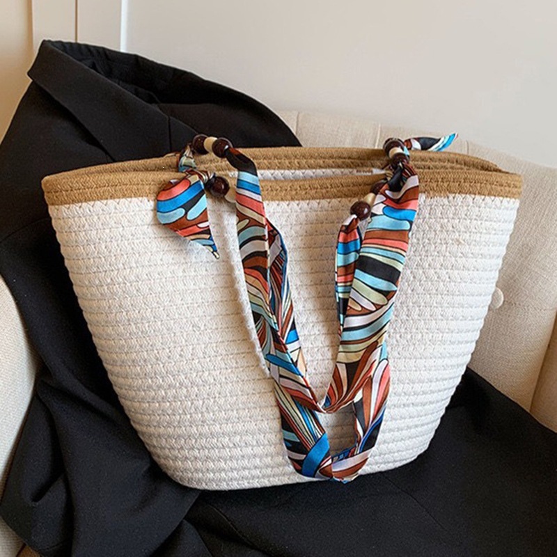 Nueva bolsa de tejido de gran capacidad, bolsa de viaje, bolsa de playa de paja, bolsa de hombro, bolsa de mujer. image 8