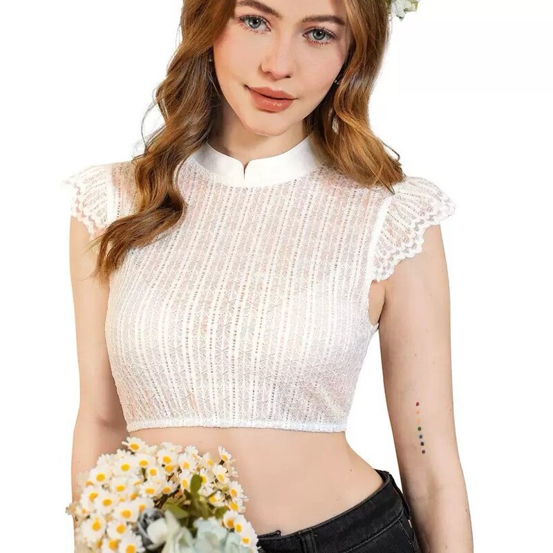 2025 Oktoberfest Women's New Solid Color Traditional Clothing European and American Small Flying Sleeves Sexy Half-Length Shirt Cross-Border 2025 Oktoberfest Women's New Solid Color Traditional Clothing European and American Small Flying Sleeves Sexy Half-Length Shirt Cross-Border