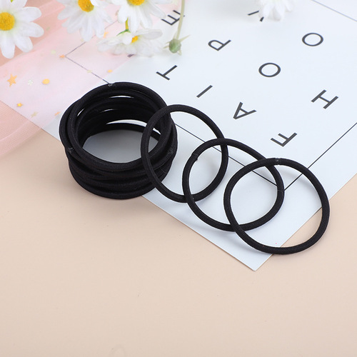 Cross-border Korean style thick 4mm black high elastic hair seamless hair rope hair ring diy accessories headwear gifts wholesale