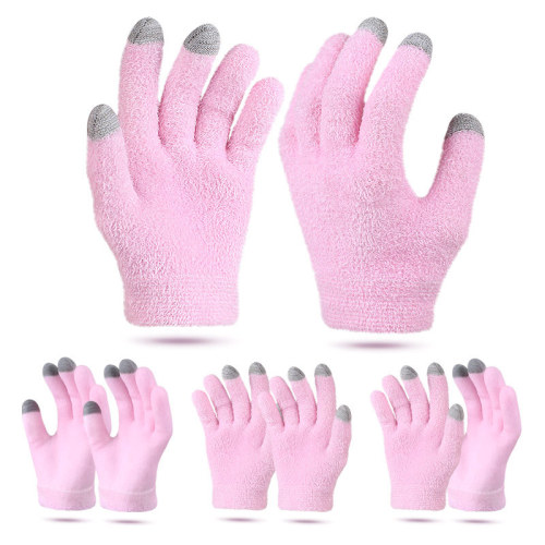 Feather yarn touch screen gloves for women winter warm thickened non-slip driving outdoor full finger gloves gel