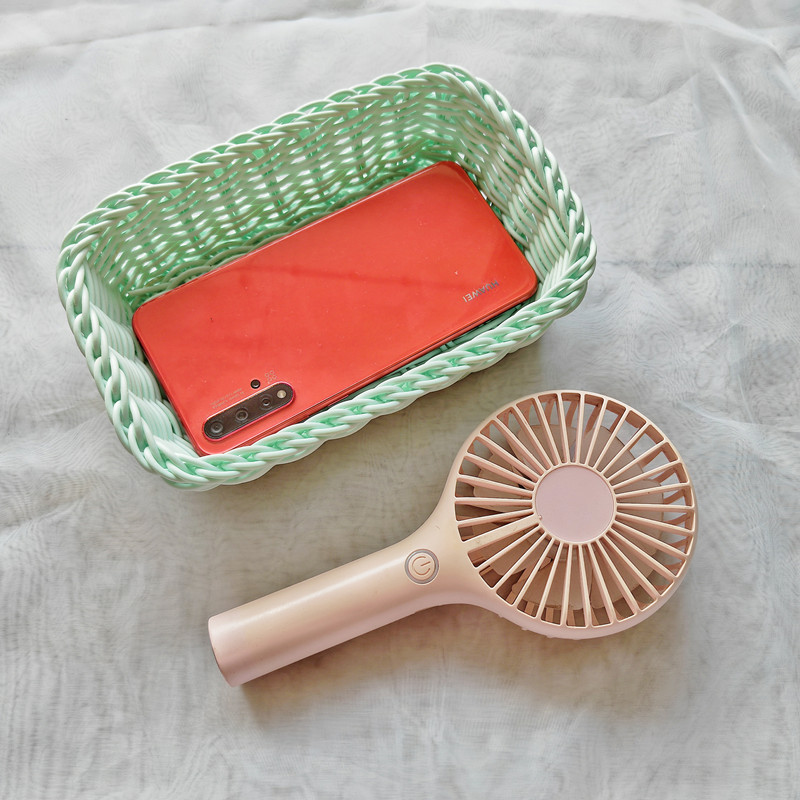 Creative imitation rattan snack storage basket for home living room stationery desktop storage basket plastic candy woven basket