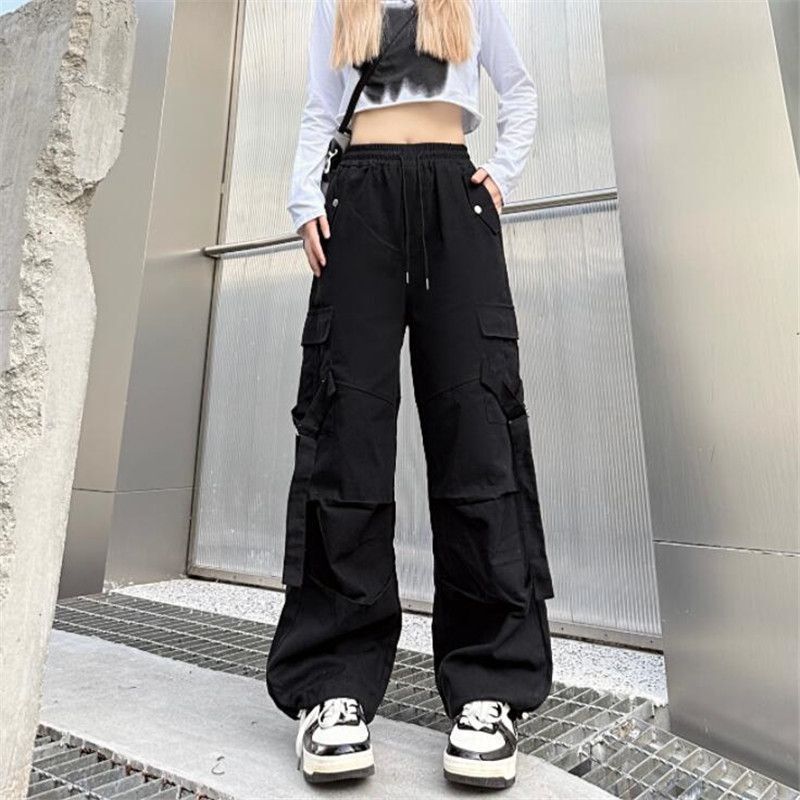 Harajuku BF Style Handsome Street Hip-Hop Ribbon Overalls Ins Trendy Loose All-Match Casual Leg Pants for Men and Women Harajuku BF Style Handsome Street Hip-Hop Ribbon Overalls Ins Trendy Loose All-Match Casual Leg Pants for Men and Women