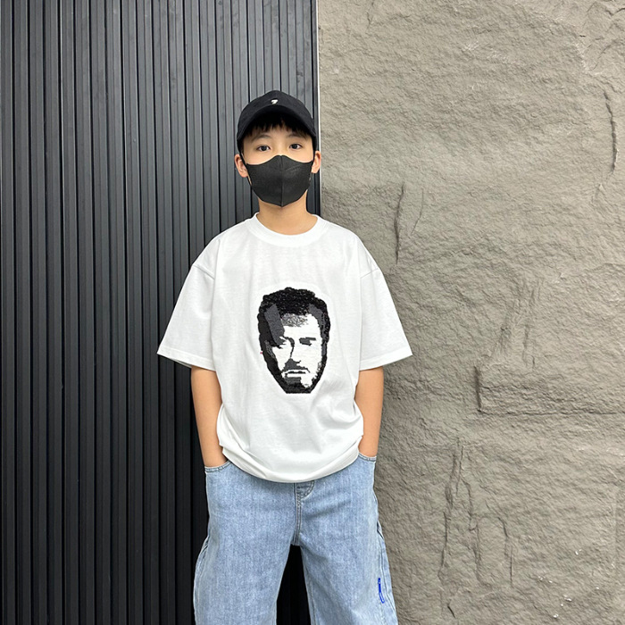 Padres e hijos con lentejuelas que cambian de color para niños verano nueva entrega de una sola pieza de Camiseta de algodón de dibujos animados que cambia la cara