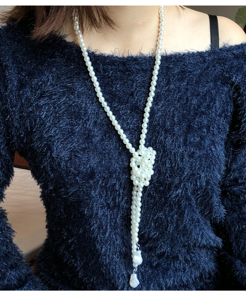 Sweet Round Imitation Pearl Beaded Womenu0027S Pendant Necklace 1 Piece
