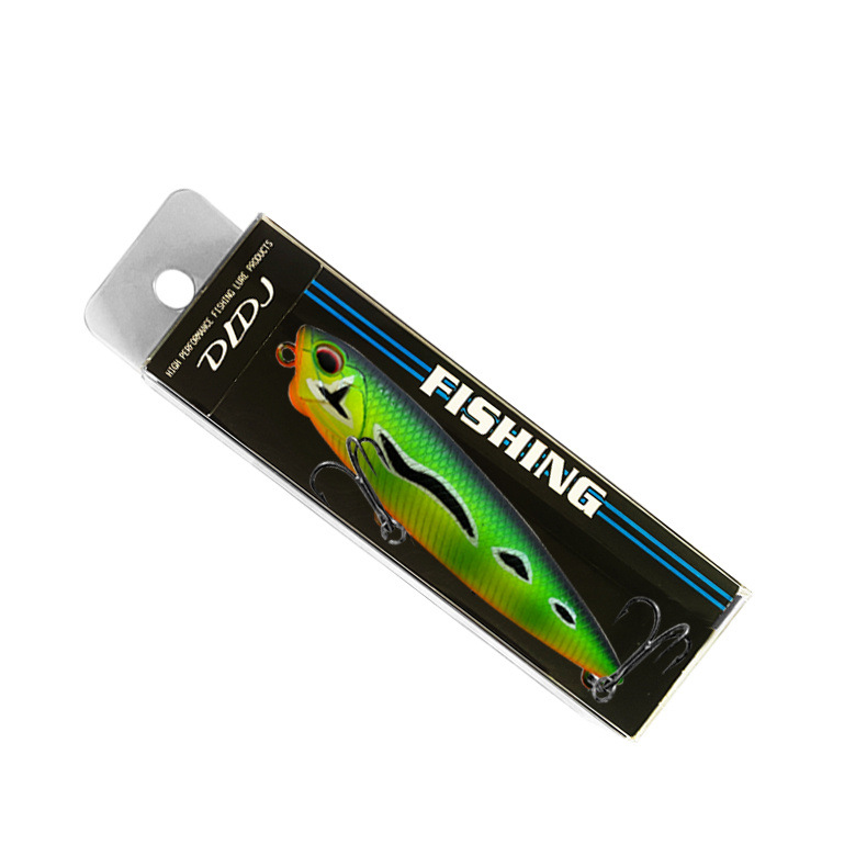 Luya cebo flotante lápiz palabra perro tiro largo superficie del agua con cordones anillo perlas cebo falso luz agua de mar abalorios cebo bajo