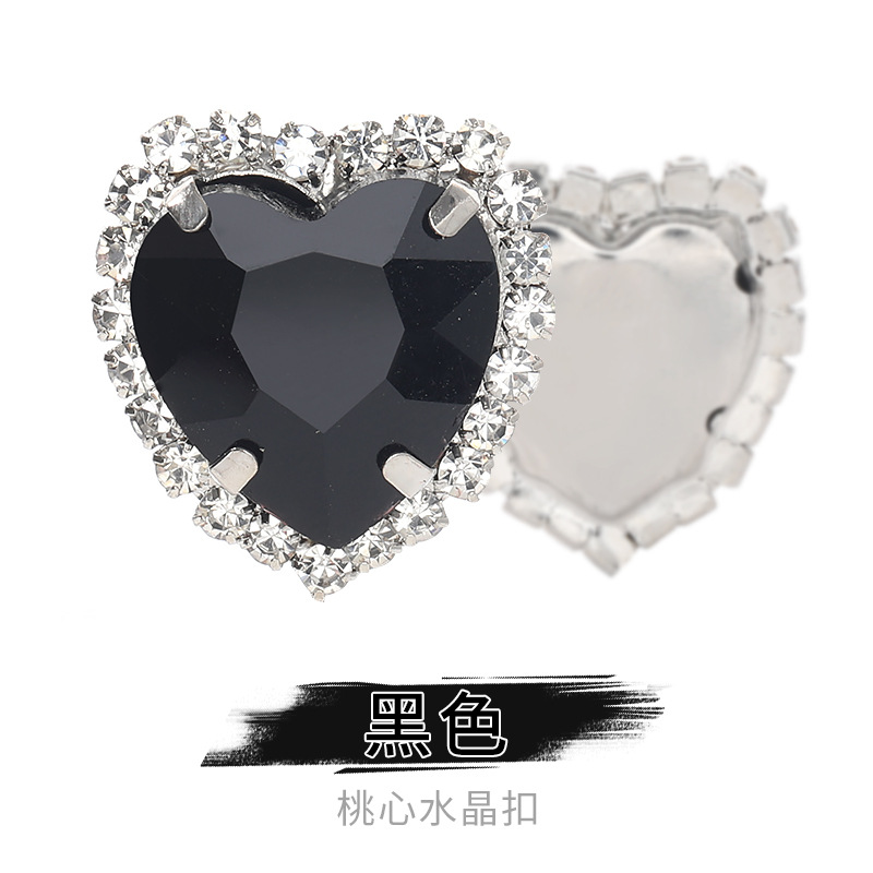 Perforación de garras de borde en forma de corazón transfronterizo Perforación artificial Perforación de diamantes cosidos a mano Adornos de zapatos Accesorios de joyería de ropa Hebilla de cristal de corazón de melocotón