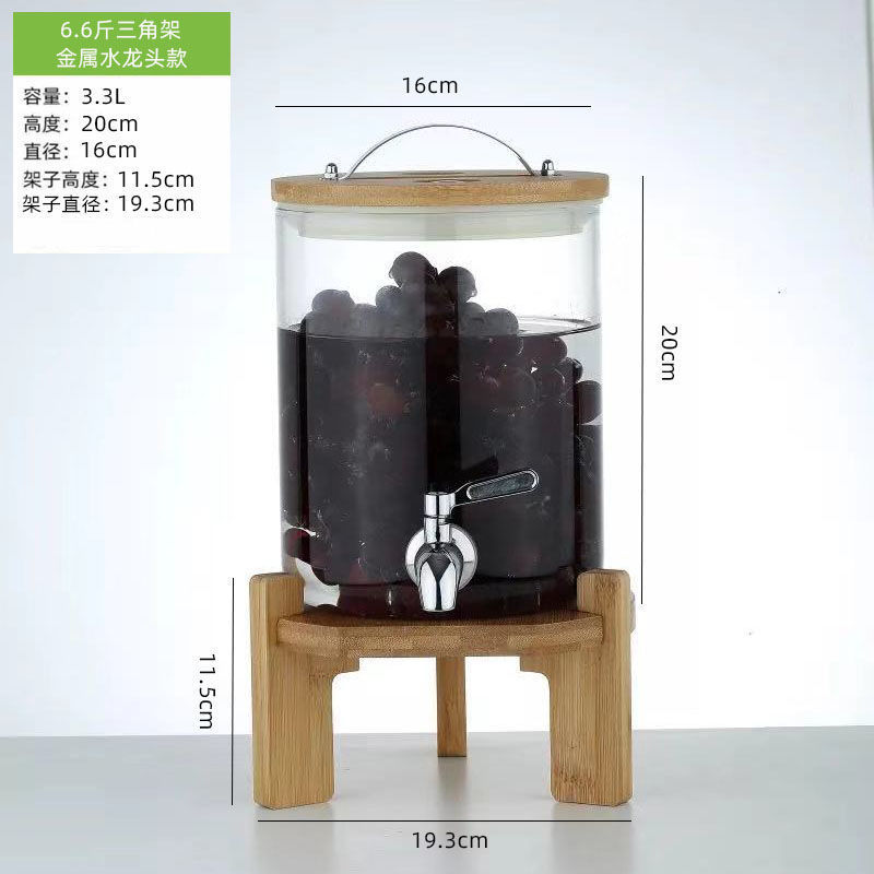 Gran capacidad de vidrio de borosilicato comercial de autoservicio de cola Cubo de jugo de limón hogar tanque de agua fría con grifo Cubo de vino