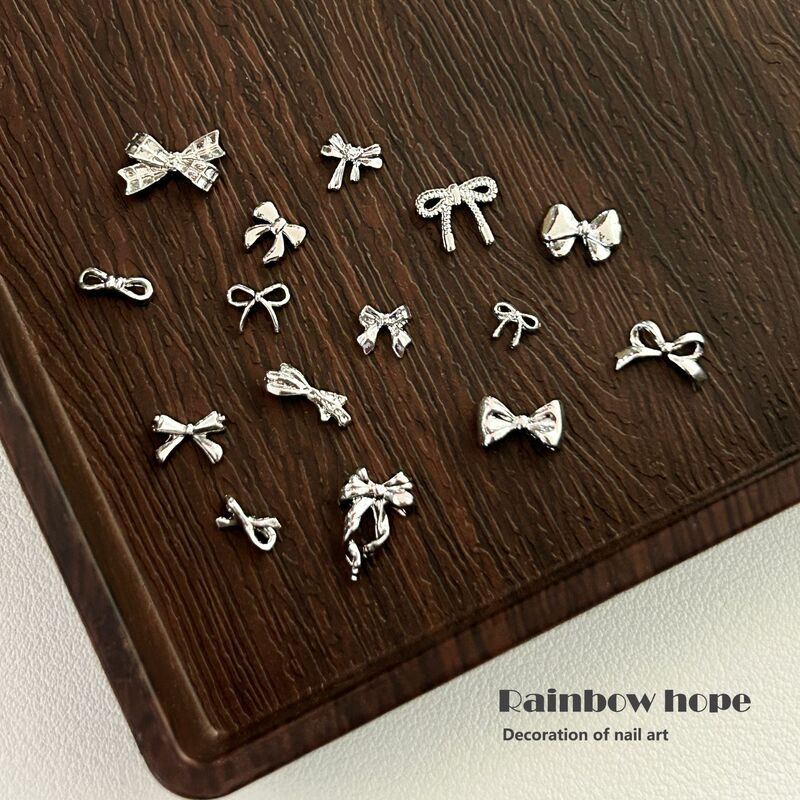 Ins Style Metal Bow Nail Jewelry Alloy Patch Three-dimensional Hand-worn Nail Material Nail Decoration