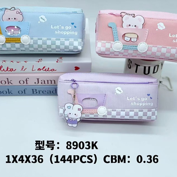 Bolsa de lápices al por mayor Bolsa de lápices de doble capa de gran capacidad simple de dibujos animados Bolsa de papelería de moda de tela Oxford Bolsa de almacenamiento de lápiz lindo