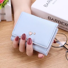 Small Wallet Women Short Model 2023 New Korean Style Fresh and Simple Cute Heart-Shaped Zero Wallet Women Three-Fold Money Clip