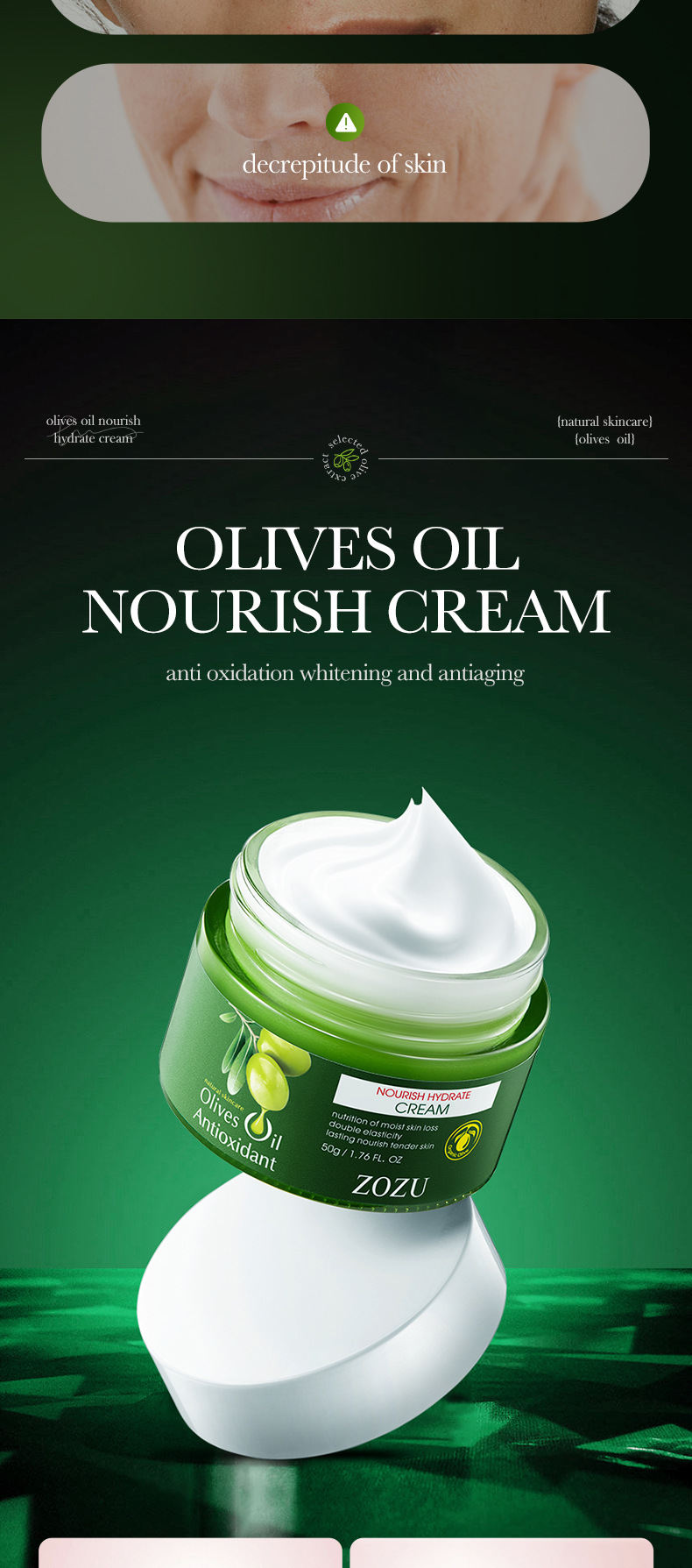 ZOZU All Olive Oil Nourishing&Moisturizing Cream Feuchtigkeitsspendende Gesichtscreme_voghion.com