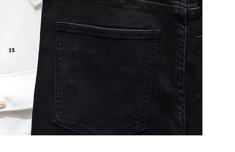 Schwarze Jeans, Trendmarke für Herren, High-End-Heavy-Industrial-Hot-Diamond-Slim-Fit, Herbst-High-Street-elastische Jeanshose_voghion.com