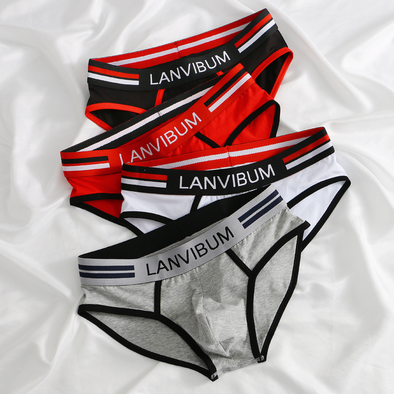 Processing and Customizing New Men's Underwear Briefs, Cotton Mid-Waist, Large Size, Trendy, Masculine, Korean Style, Trendy Brand for Men