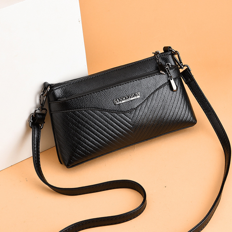 Women's Bag New Style 2022 Summer Korean Style Crossbody Small Bag Soft Leather Middle-Aged Women's Small Handbag Mobile Phone Coin Purse Mom Bag
