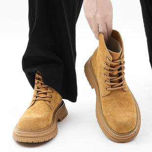 1007 Martin Boots Men's 2024 New Rhubarb Boots British Retro Thick-soled Workwear Boots Thick-soled All-match High-top Boots