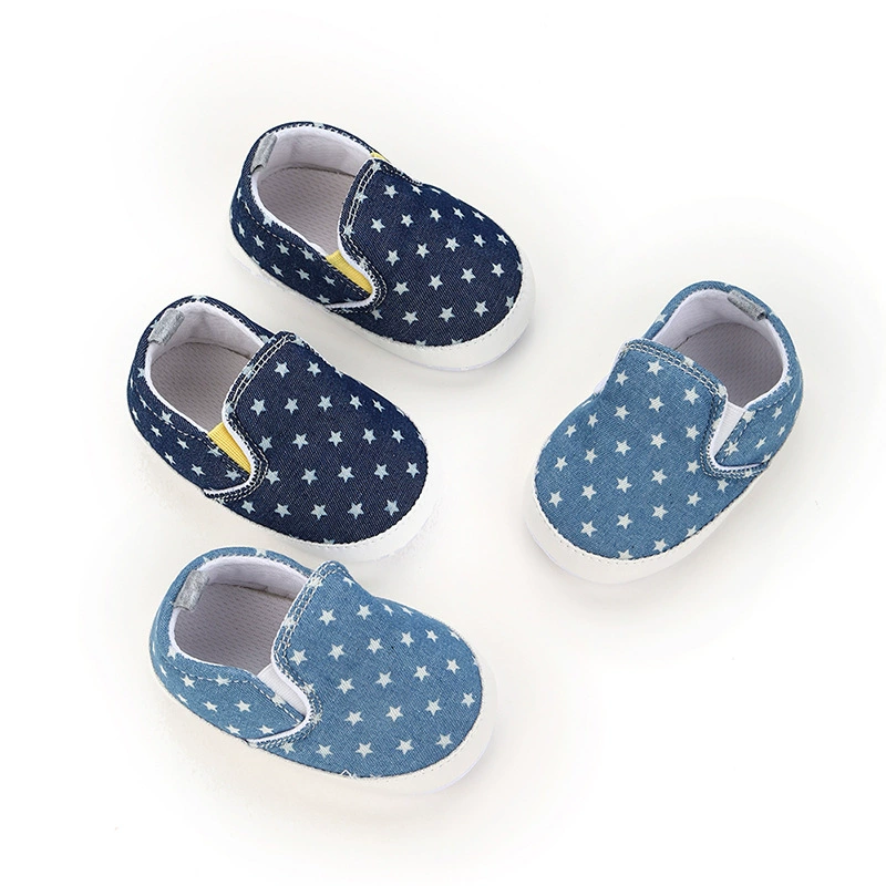 Дышащая удобная детская джинсовая вязаная Тканевая обувь с одной педалью Нескользящая детская обувь для малышей на мягкой подошве 0-18 месяцев