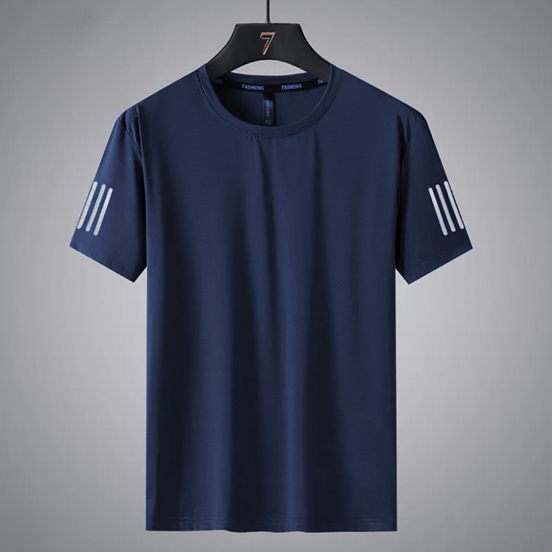 Ice Silk Thin Quick-Drying Short-Sleeved Summer Men's Outdoor Sports Running Breathable Sweat-Absorbent Elastic Ice-Feel Quick-Drying Ice Silk Thin Quick-Drying Short-Sleeved Summer Men's Outdoor Sports Running Breathable Sweat-Absorbent Elastic Ice-Feel Quick-Drying