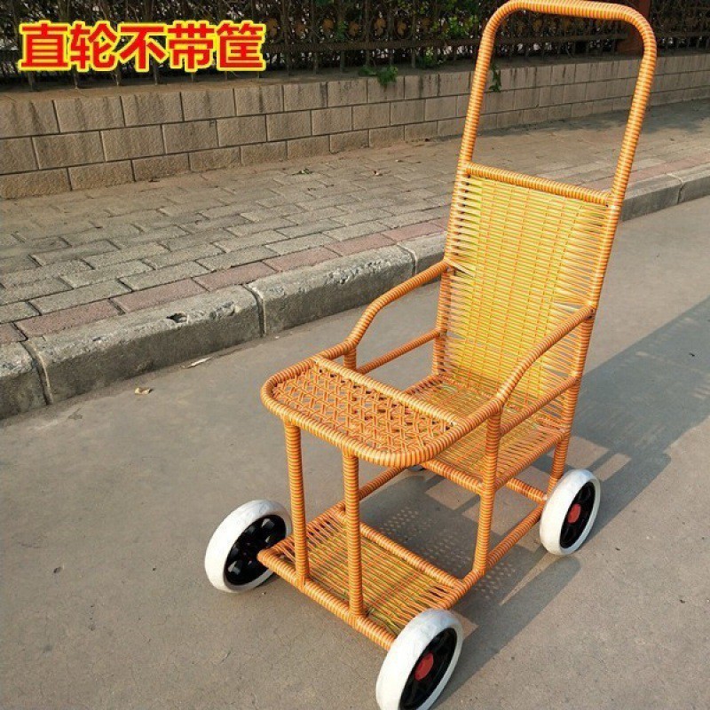 바구니가 없는 직선형 바퀴 [소형 4륜, 조향 브레이크 없음, 촬영 시 주의하세요]