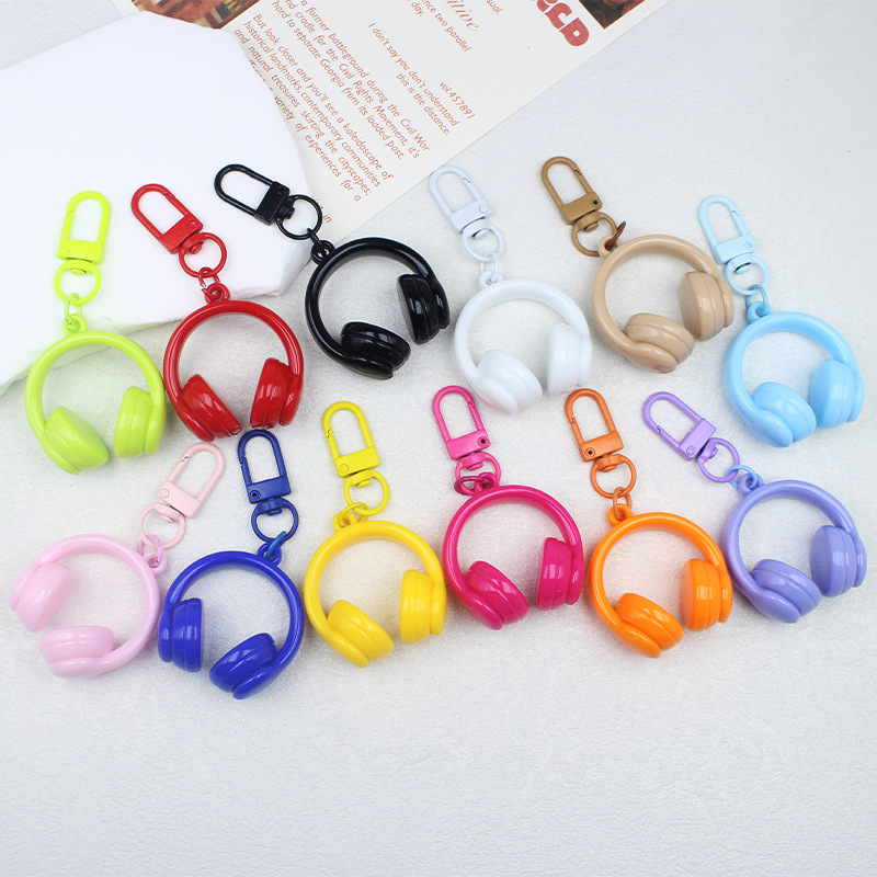 Cross-Border Popular Candy-Colored Realistic 3D Earphone Keychain Pendant with a High-End Feel, Ins-Style Bag Decoration Accessory