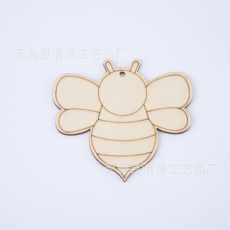 Madera de dibujos animados planta insecto pieza de madera colgante decoración niños pintado a mano material de pintura de bricolaje