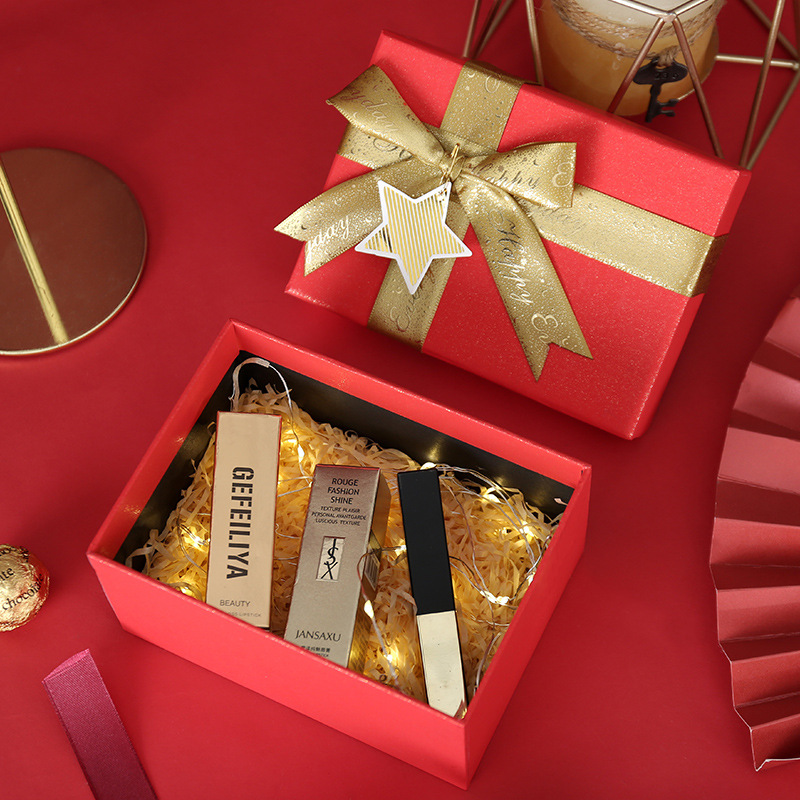Heaven and Earth Cover Gift Box Red Festival Celebration Handout Gift Box Wholesale Lipstick Gift Packaging Box