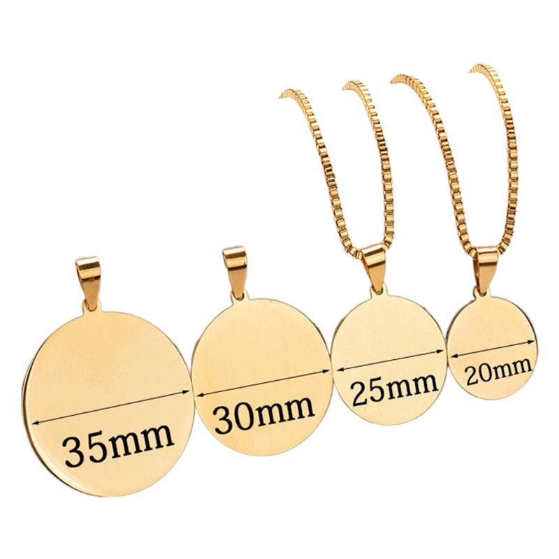 Simple Round Titanium Steel Military Tag Necklace Cross-Border Stainless Steel Smooth Round Tag Dog Tag Pendant Engraved Jewelry