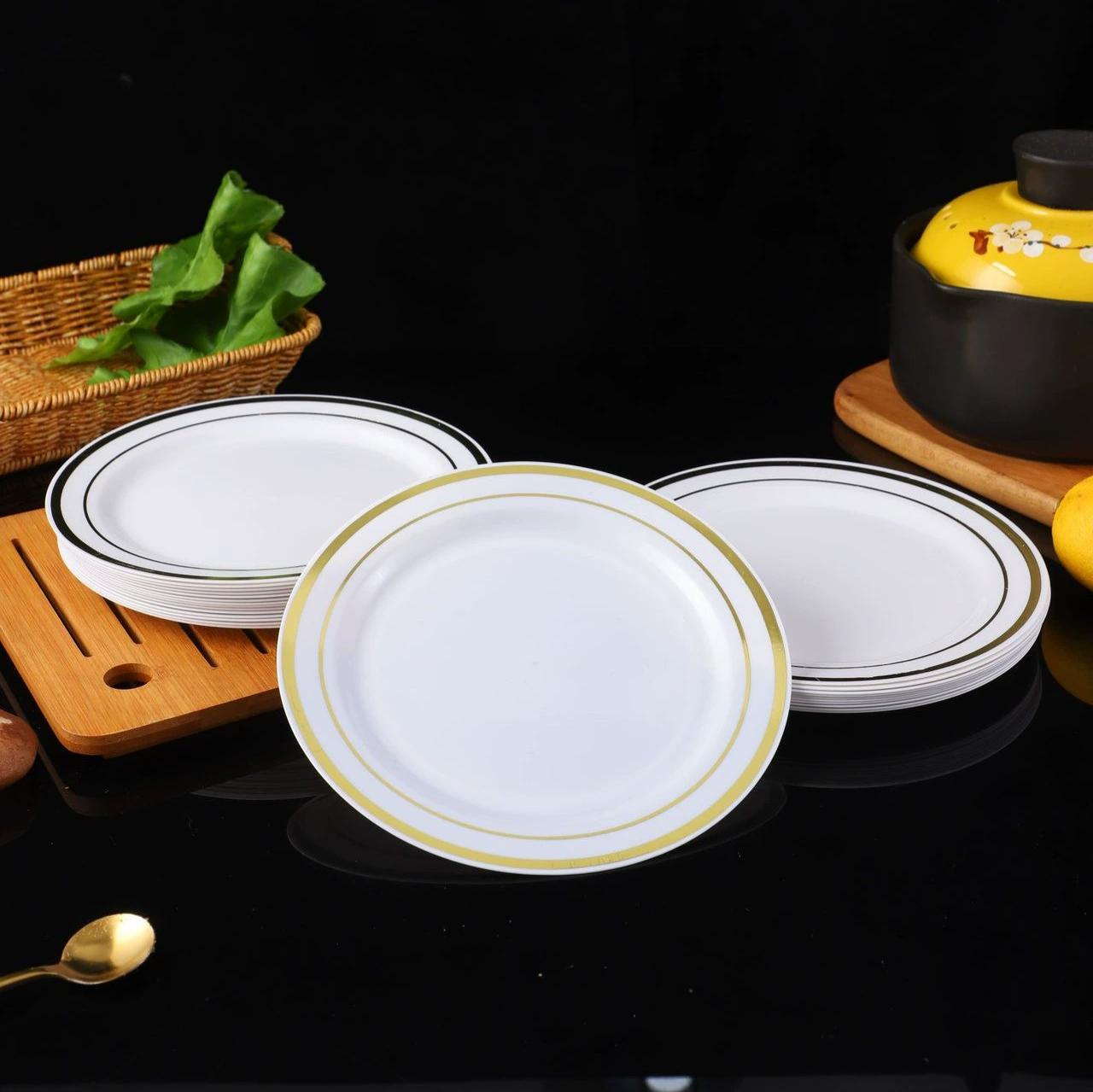 Disposable plastic Western food dish Disposable plastic disc Western food steak PS hard plastic