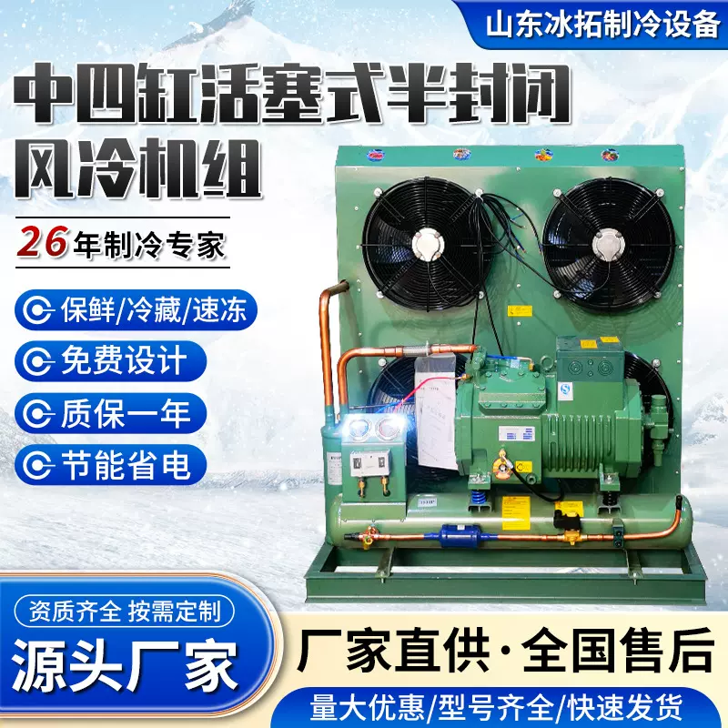 比泽尔10p/12p保鲜速冻制冷压缩机组中四缸活塞式半封闭风冷机组