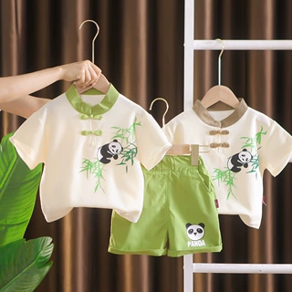 男童夏装竹子短袖套装新款婴儿童洋气男宝宝夏季休闲两件套潮