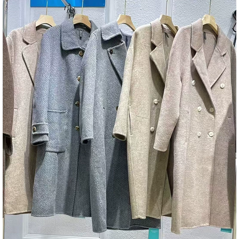 Высококачественное шерстяное пальто из альпака 2024 новый осенний и зимний толстый австралийский шерстяной двухсторонний кашемировый пальто женский средний длинный