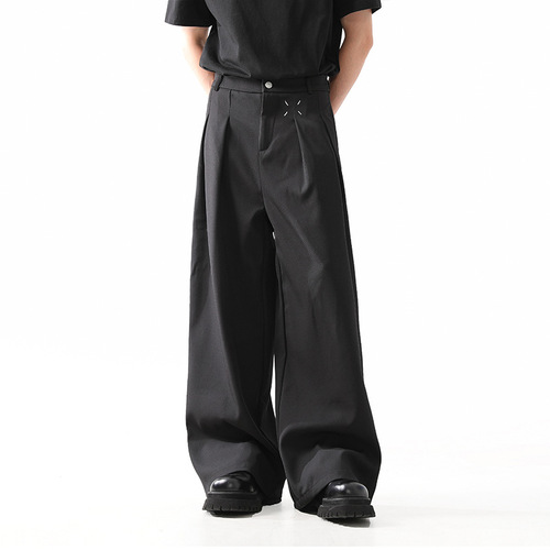 Cross-border Korean Magila cleanfit black trousers men's summer drooping loose casual professional suit trousers