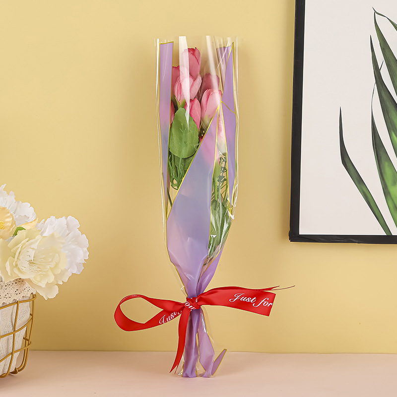 Bolsa de embalaje de flores, bolsa individual de rosas, tienda de flores, bolsa de embalaje de ramo transparente diy, bolsa de ramo opp impermeable de alta gama